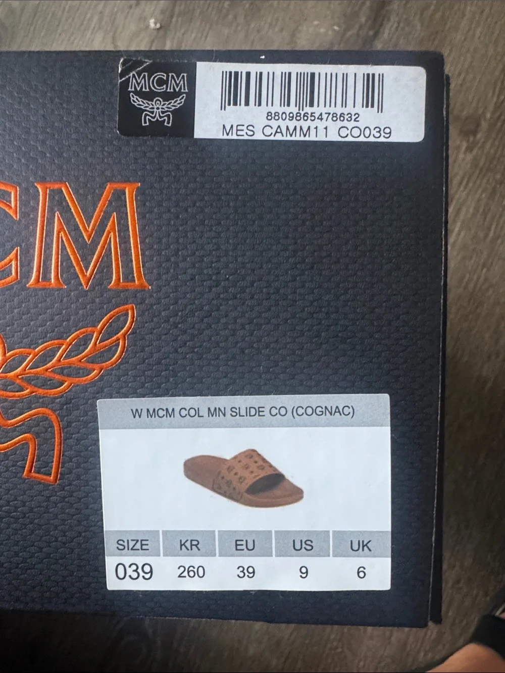 MCM Women’s Cognac Brown Logo-Perforated Slide Sandals